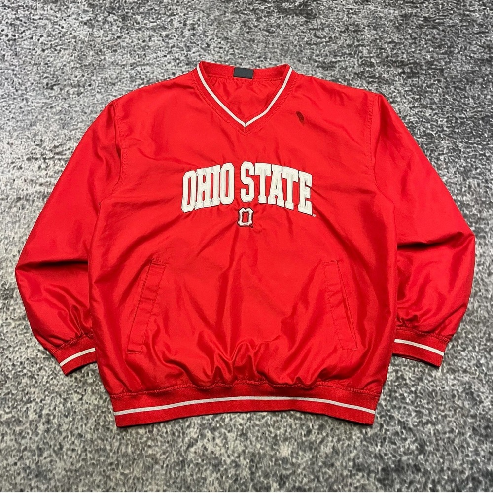 Ohio State Buckeyes Pullover Windbreaker Jacket Mens Medium Red Pro Edge Vintage